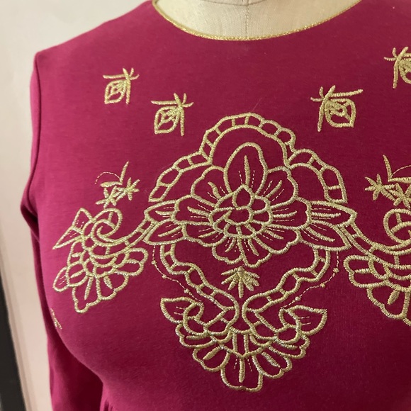 J.P Kids (14) Gold Embroidered Threading and Magenta Cotton Maxi DRESS - Picture 7 of 10